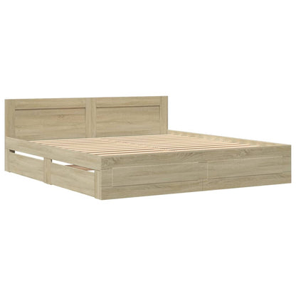 vidaXL Bed Frame with Headboard without Mattress Sonoma Oak 200x200 cm 3