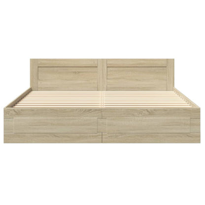 vidaXL Bed Frame with Headboard without Mattress Sonoma Oak 200x200 cm 4
