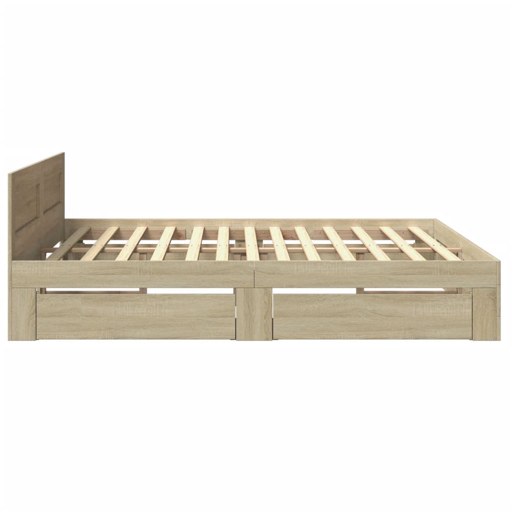 vidaXL Bed Frame with Headboard without Mattress Sonoma Oak 200x200 cm 6