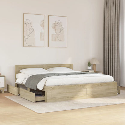 vidaXL Bed Frame with Headboard without Mattress Sonoma Oak 200x200 cm 1