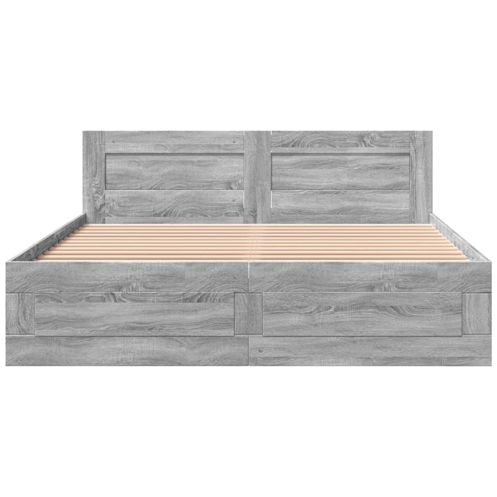 vidaXL Bed Frame with Headboard without Mattress Grey Sonoma 160x200cm 4