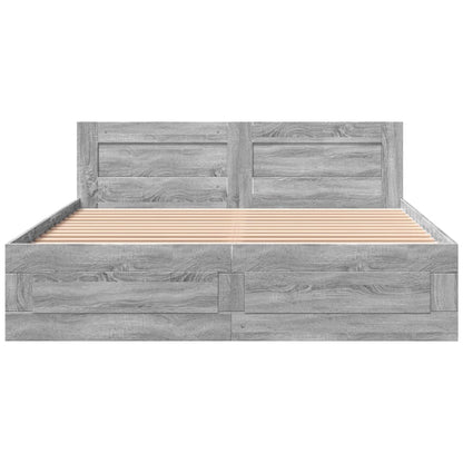 vidaXL Bed Frame with Headboard without Mattress Grey Sonoma 160x200cm 4