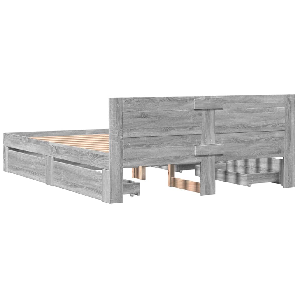 vidaXL Bed Frame with Headboard without Mattress Grey Sonoma 160x200cm 5
