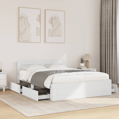 vidaXL Bed Frame with Headboard without Mattress White