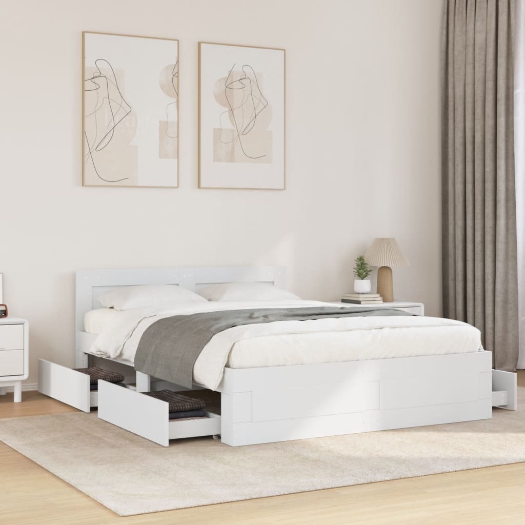 vidaXL Bed Frame with Headboard without Mattress White