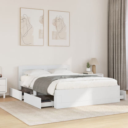 vidaXL Bed Frame with Headboard without Mattress White