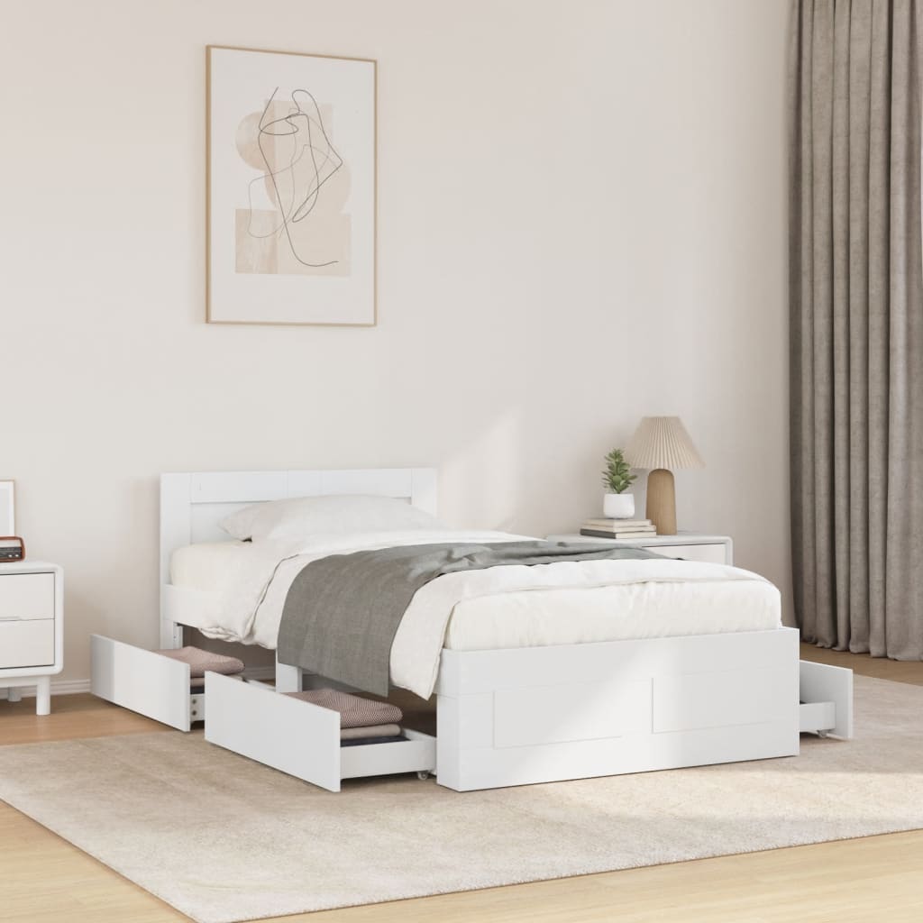 vidaXL Bed Frame with Headboard without Mattress White