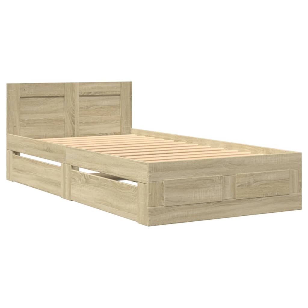 vidaXL Bed Frame with Headboard without Mattress Sonoma Oak 90x200 cm 3