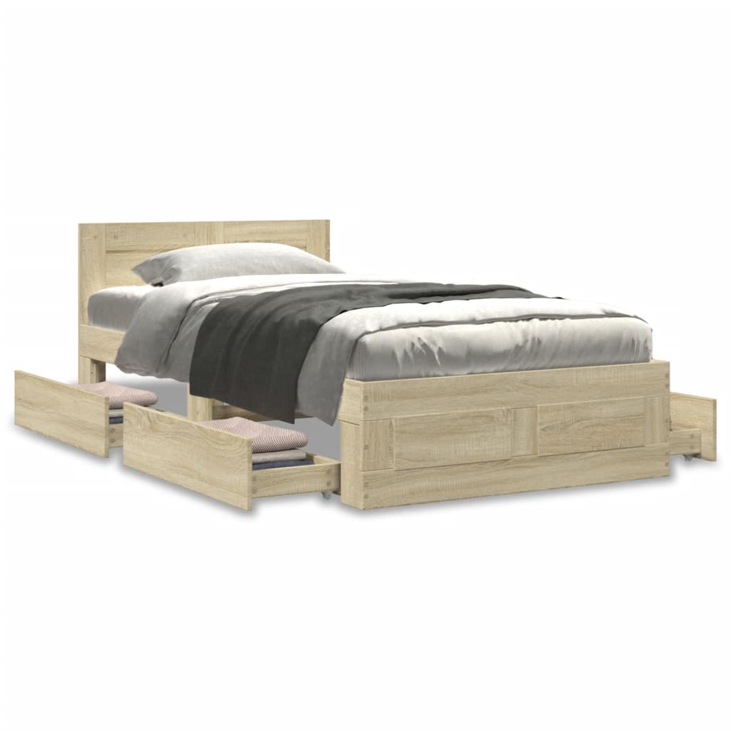 vidaXL Bed Frame with Headboard without Mattress Sonoma Oak 90x200 cm 4