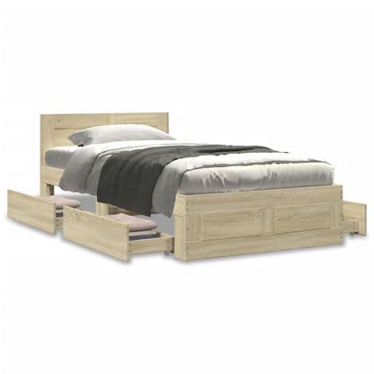 vidaXL Bed Frame with Headboard without Mattress Sonoma Oak 90x200 cm 4
