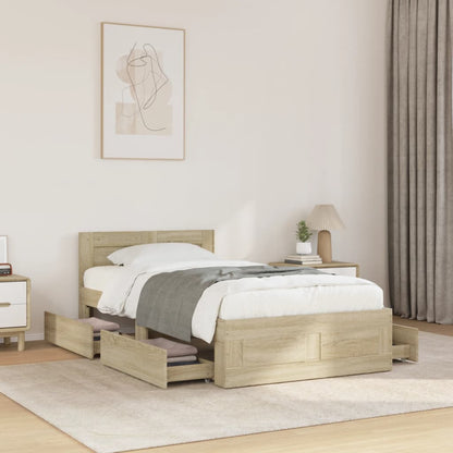 vidaXL Bed Frame with Headboard without Mattress Sonoma Oak 90x200 cm 1