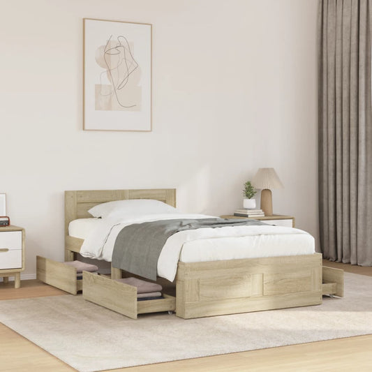 vidaXL Bed Frame with Headboard without Mattress Sonoma Oak 90x200 cm 1