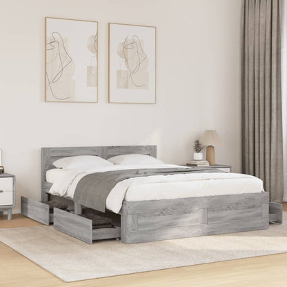 Bed Frame with Headboard without Mattress Grey Sonoma 120 x 190 cm