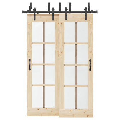 vidaXL Sliding Door Hardware Kit 305 cm Steel Black