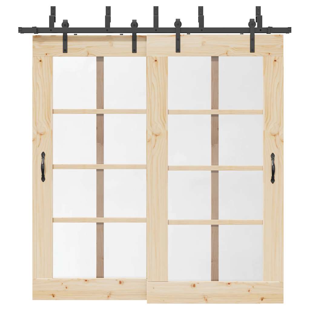 vidaXL Sliding Door Hardware Kit 305 cm Steel Black