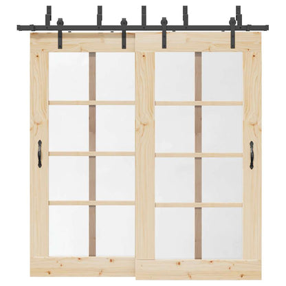 vidaXL Sliding Door Hardware Kit 305 cm Steel Black