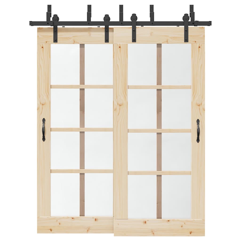 vidaXL Sliding Door Hardware Kit Steel Black
