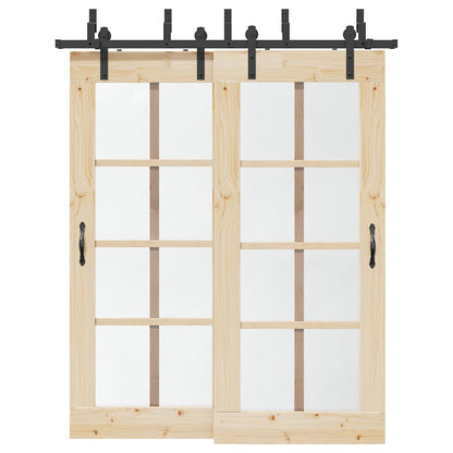 vidaXL Sliding Door Hardware Kit Steel Black