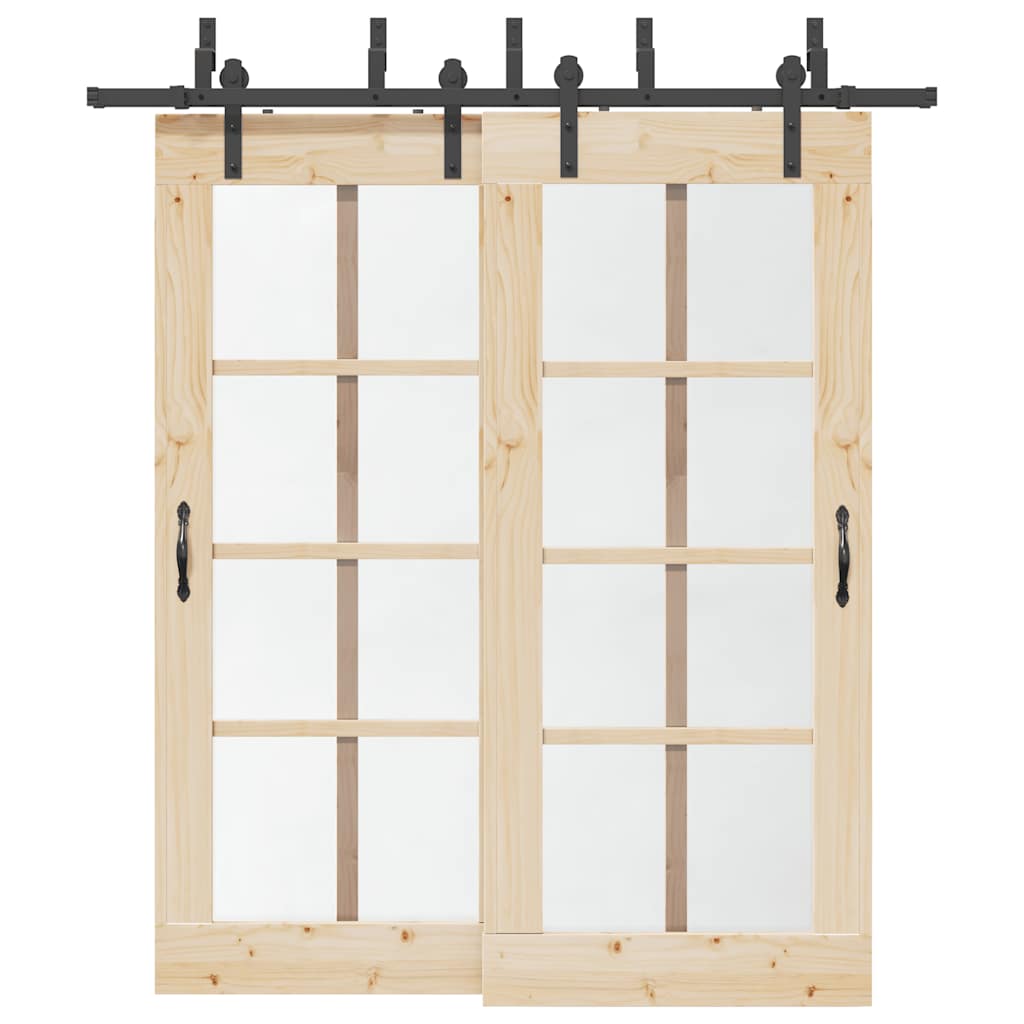 vidaXL Sliding Door Hardware Kit Steel Black