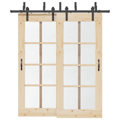 vidaXL Sliding Door Hardware Kit Steel Black