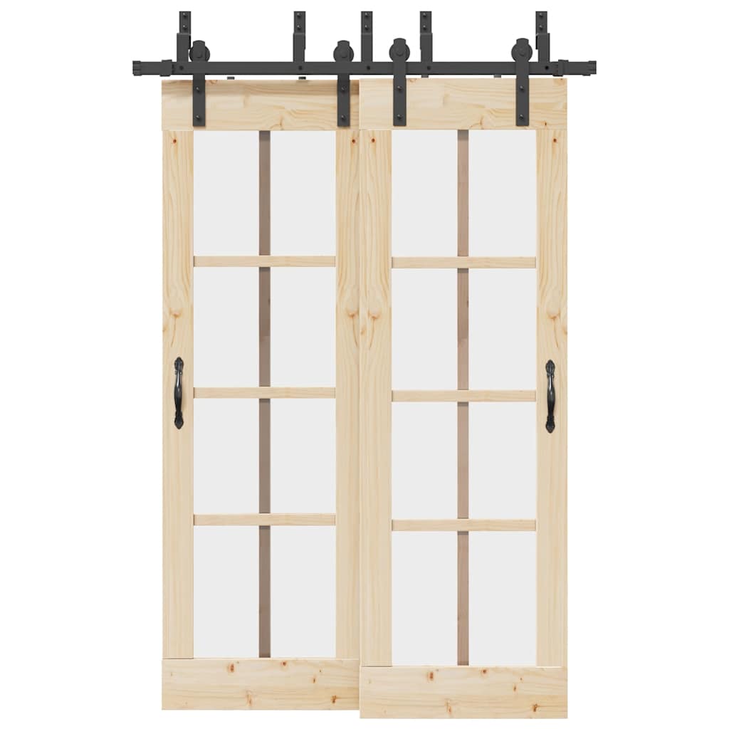 vidaXL Sliding Door Hardware Kit Steel Black
