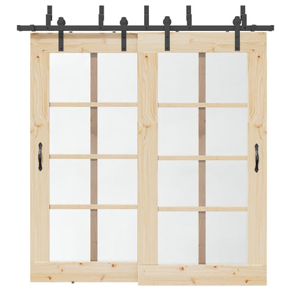 vidaXL Sliding Door Hardware Kit Steel Black