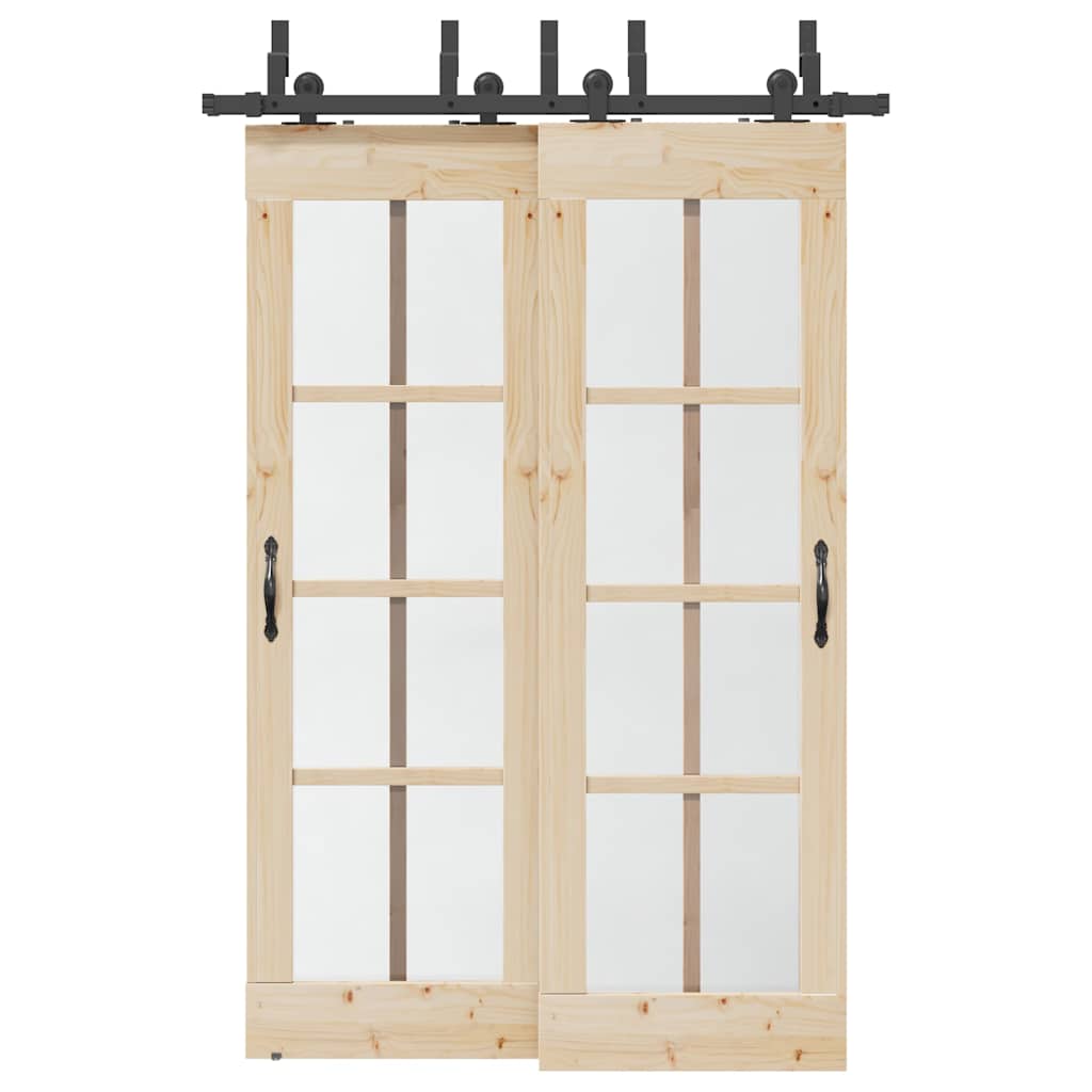 vidaXL Sliding Door Hardware Kit 305 cm Steel Black