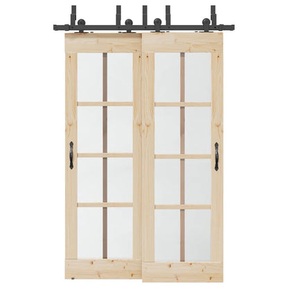 vidaXL Sliding Door Hardware Kit 305 cm Steel Black