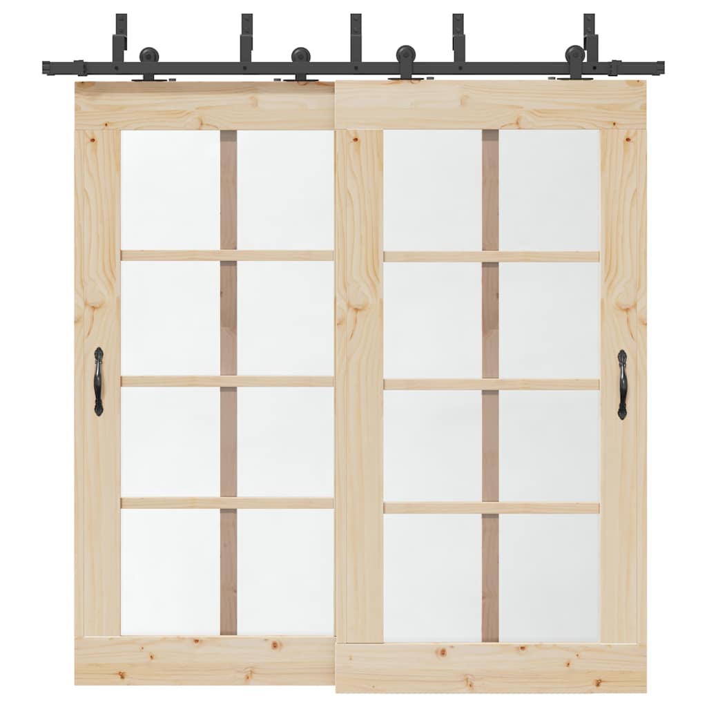 vidaXL Sliding Door Hardware Kit 305 cm Steel Black