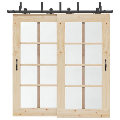 vidaXL Sliding Door Hardware Kit 305 cm Steel Black