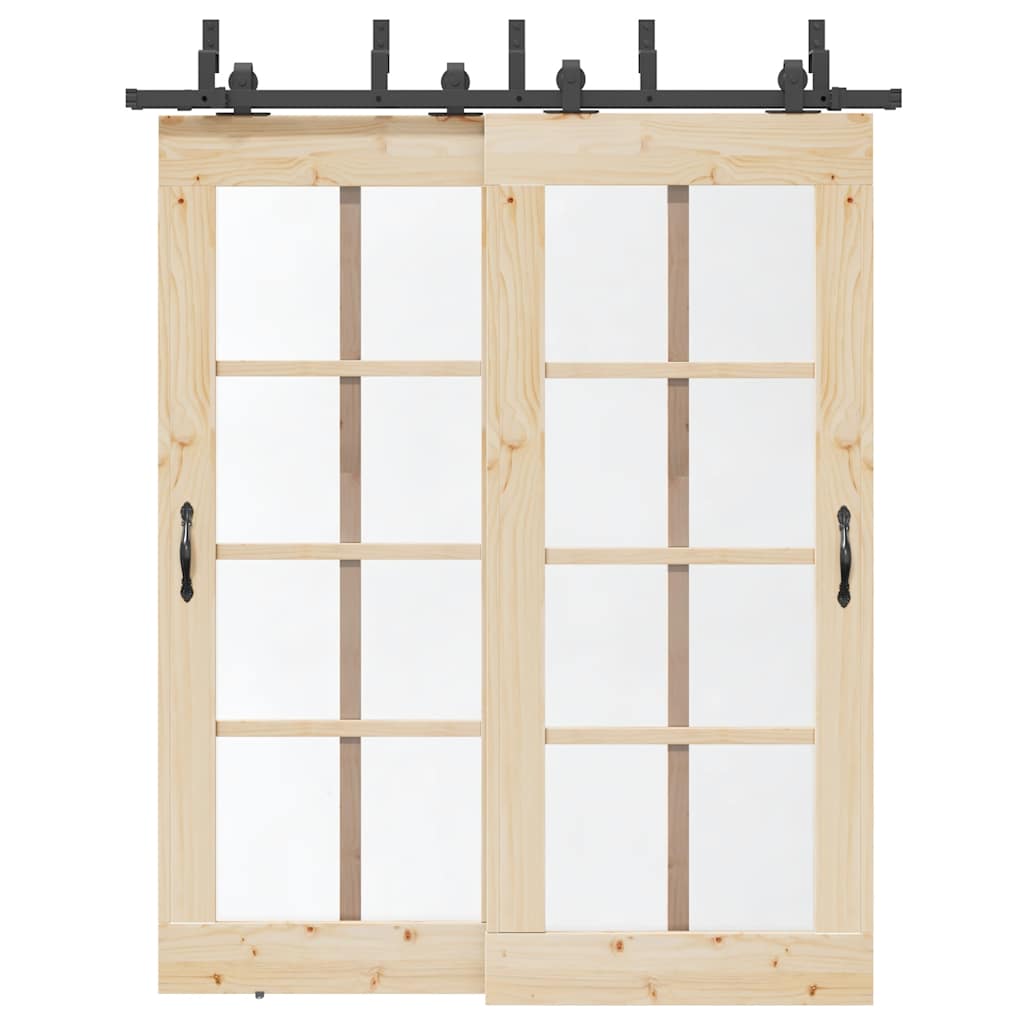 vidaXL Sliding Door Hardware Kit Steel Black