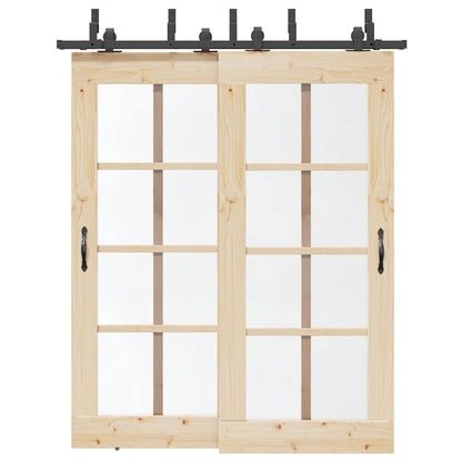 vidaXL Sliding Door Hardware Kit Steel Black