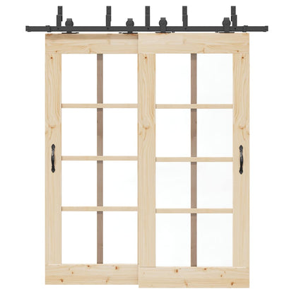 vidaXL Sliding Door Hardware Kit Steel Black