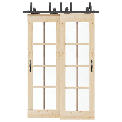 vidaXL Sliding Door Hardware Kit Steel Black