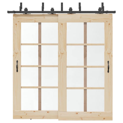 vidaXL Sliding Door Hardware Kit Steel Black
