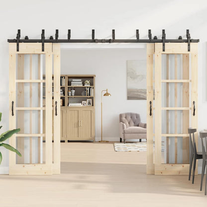 vidaXL Sliding Door Hardware Kit 305 cm Steel Black 3