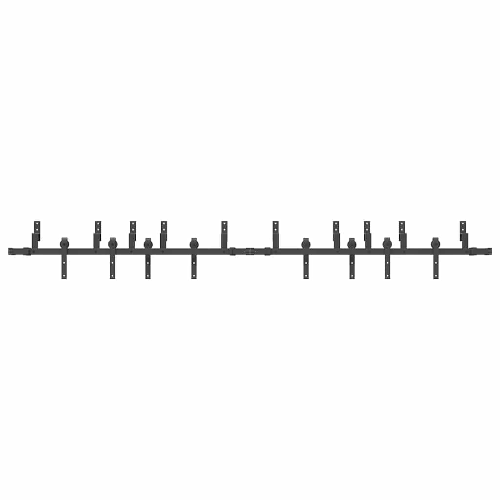 vidaXL Sliding Door Hardware Kit 305 cm Steel Black 5