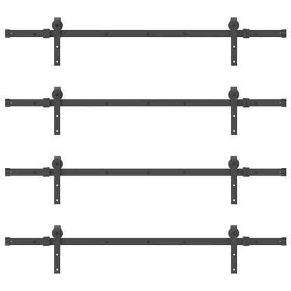 vidaXL Sliding Door Hardware Kit 305 cm Steel Black 6