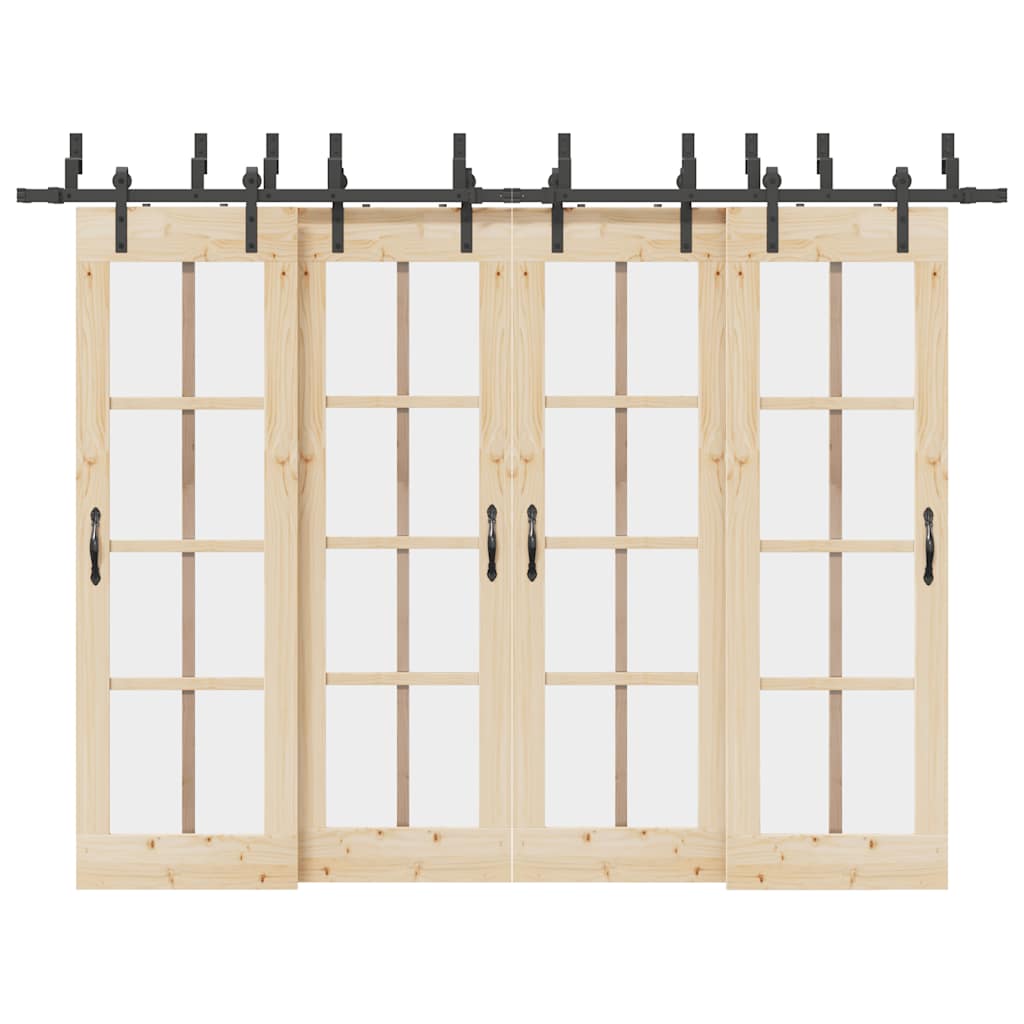 vidaXL Sliding Door Hardware Kit 305 cm Steel Black 1