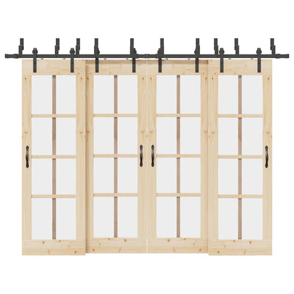 vidaXL Sliding Door Hardware Kit 305 cm Steel Black 1