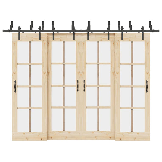 vidaXL Sliding Door Hardware Kit 305 cm Steel Black 1