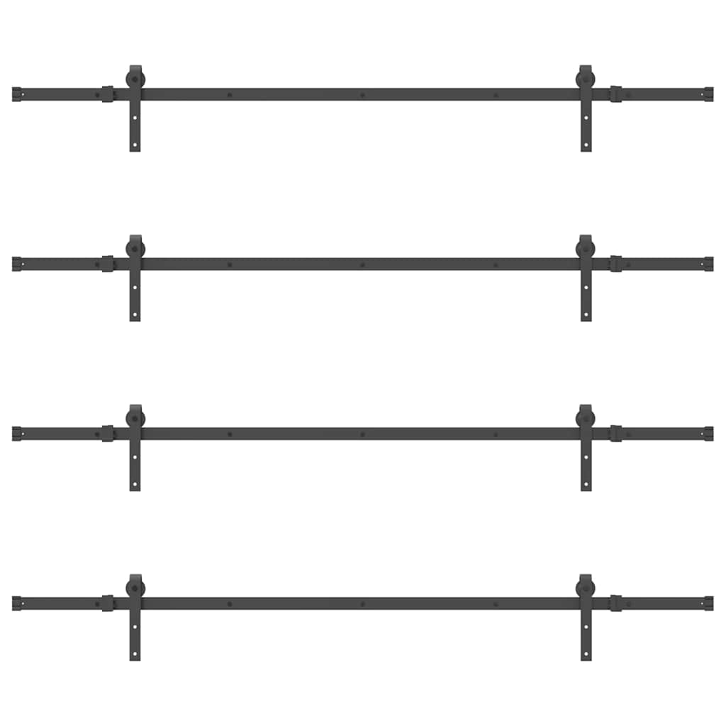 vidaXL Sliding Door Hardware Kit 427 cm Steel Black 6