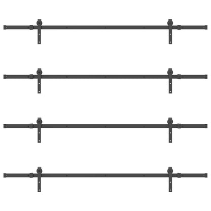 vidaXL Sliding Door Hardware Kit 427 cm Steel Black 6