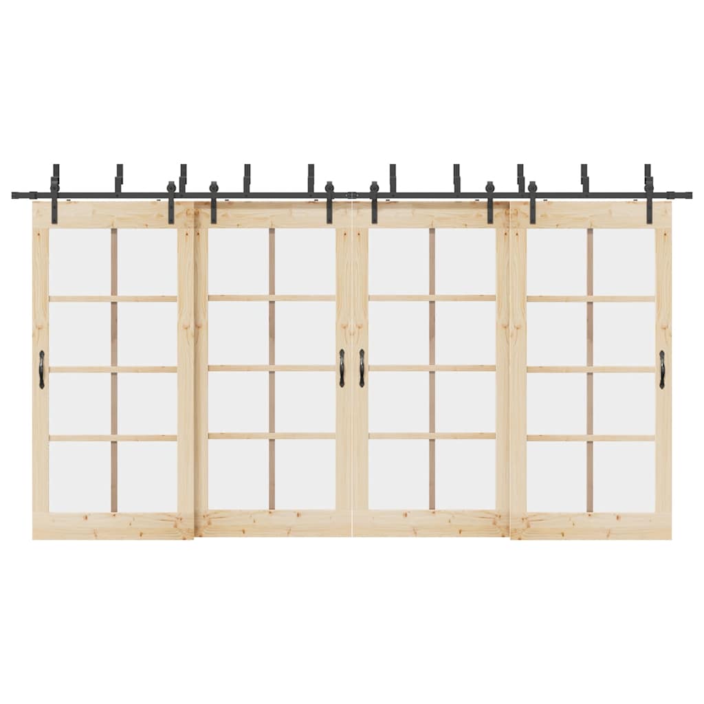vidaXL Sliding Door Hardware Kit 427 cm Steel Black 1