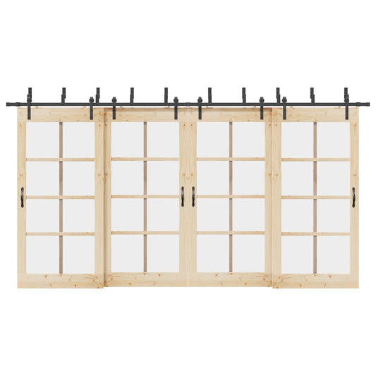 vidaXL Sliding Door Hardware Kit 427 cm Steel Black 1