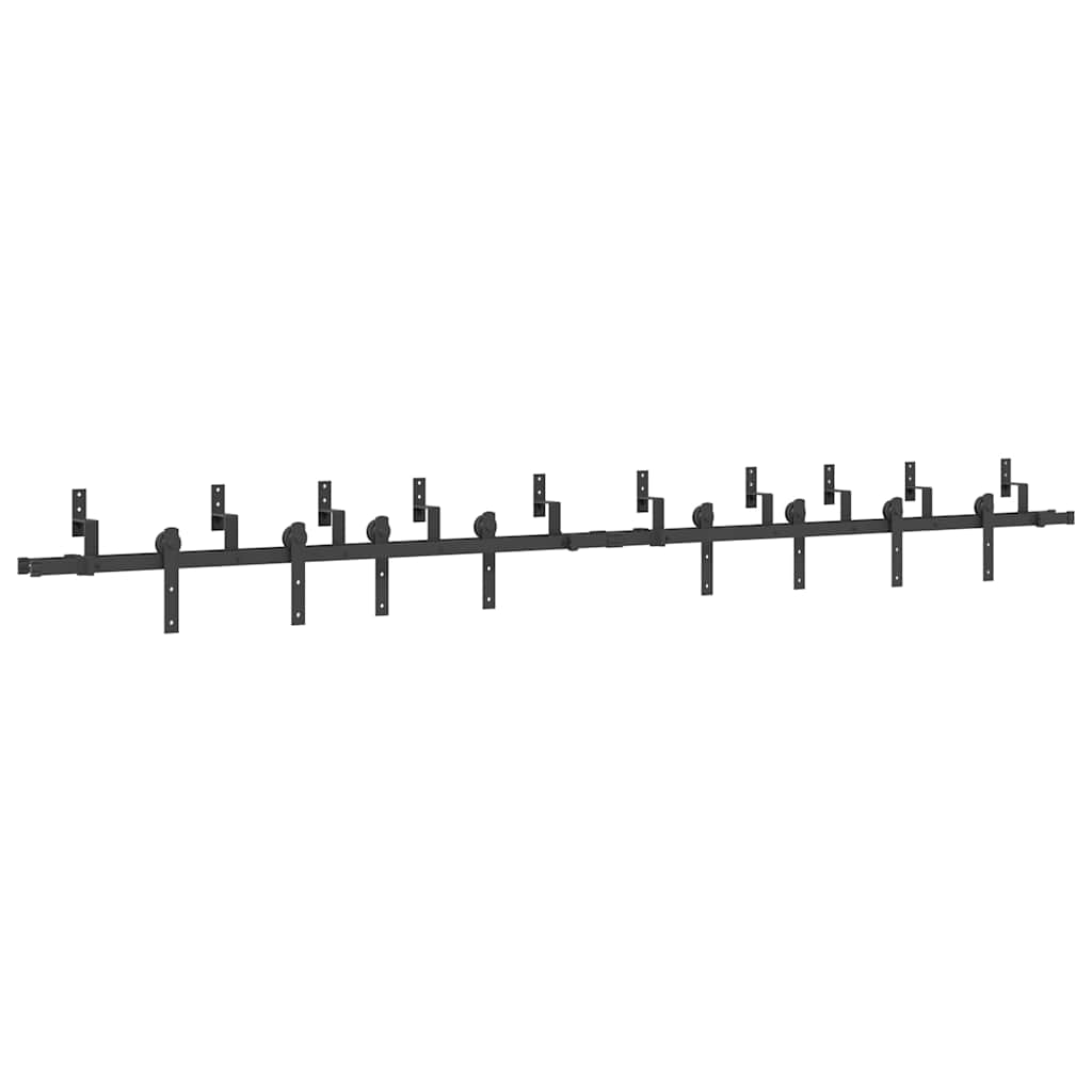 vidaXL Sliding Door Hardware Kit 366 cm Steel Black 2
