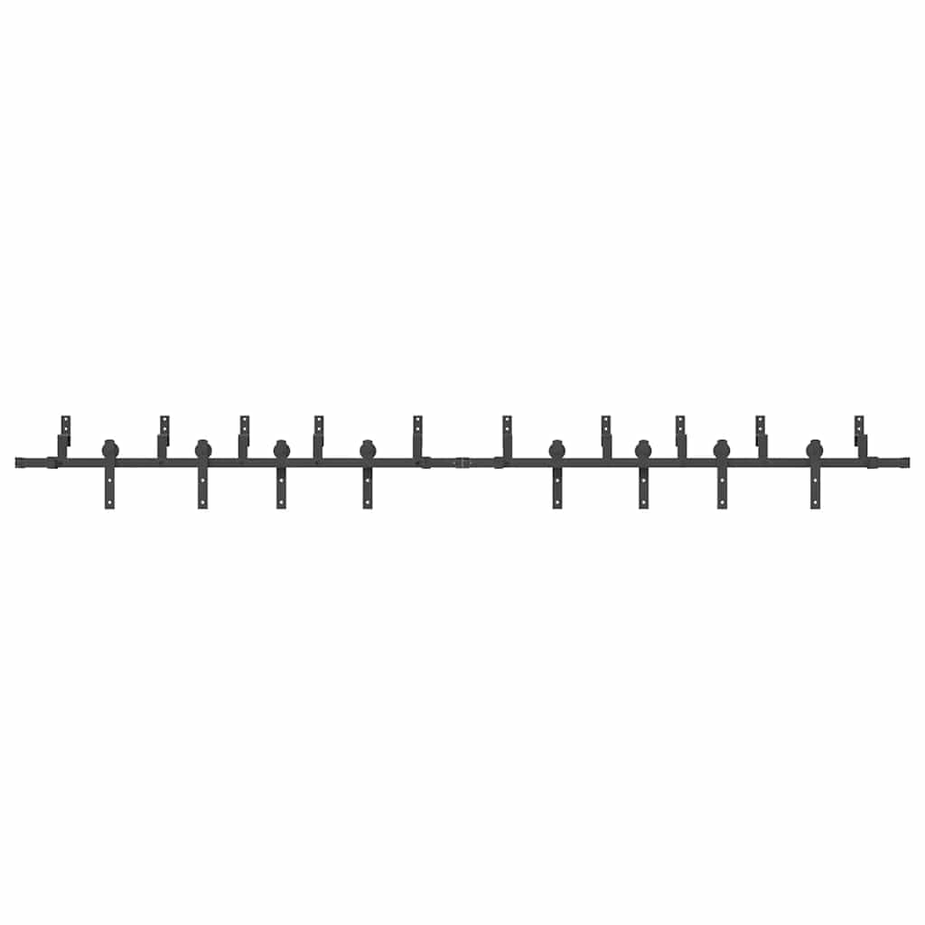 vidaXL Sliding Door Hardware Kit 366 cm Steel Black 5