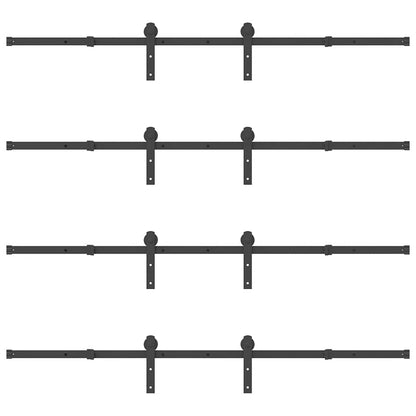vidaXL Sliding Door Hardware Kit 366 cm Steel Black 6