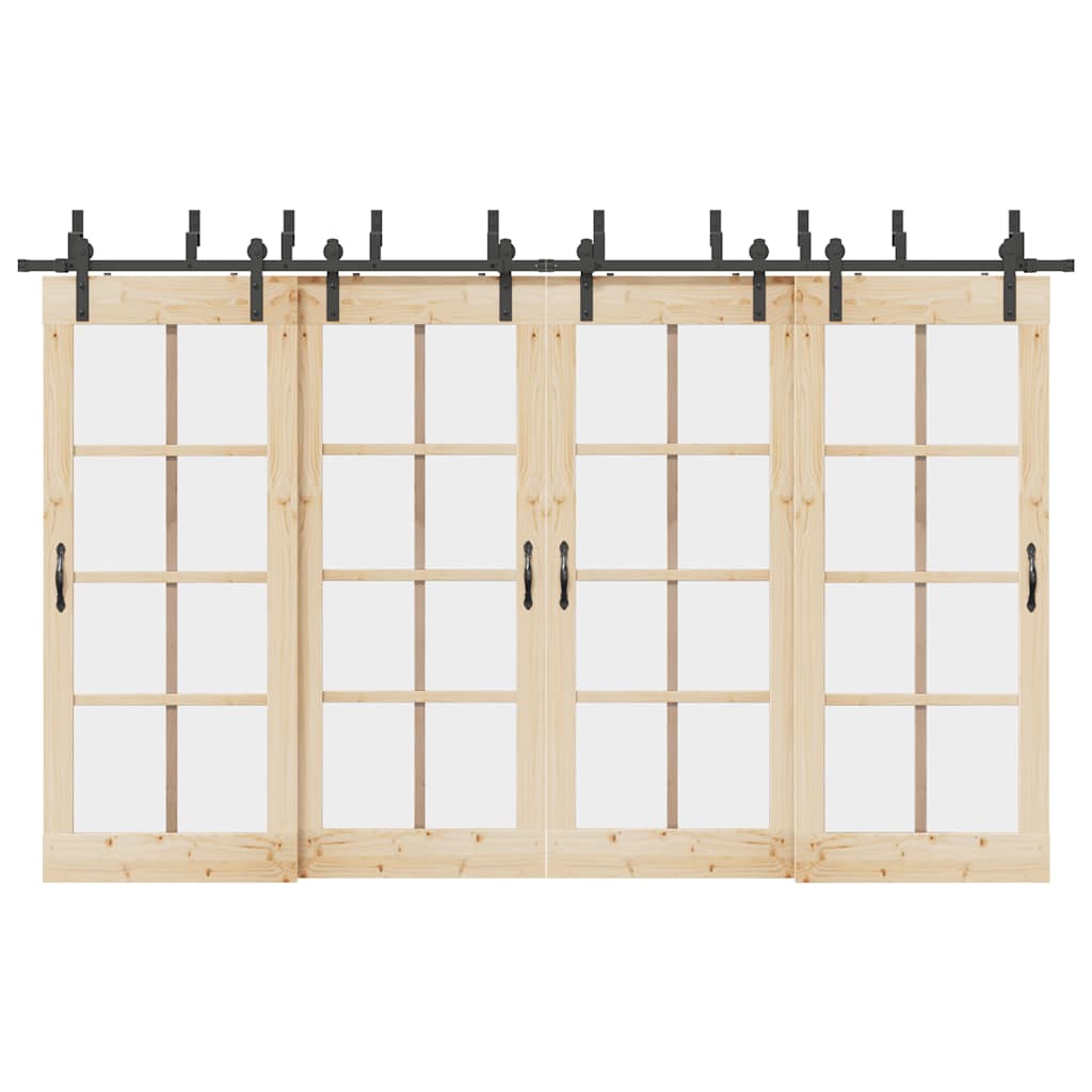 vidaXL Sliding Door Hardware Kit 366 cm Steel Black 1