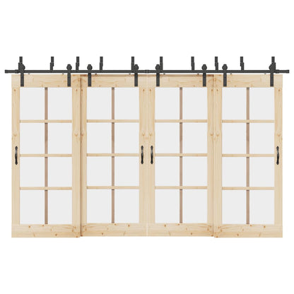 vidaXL Sliding Door Hardware Kit 366 cm Steel Black 1